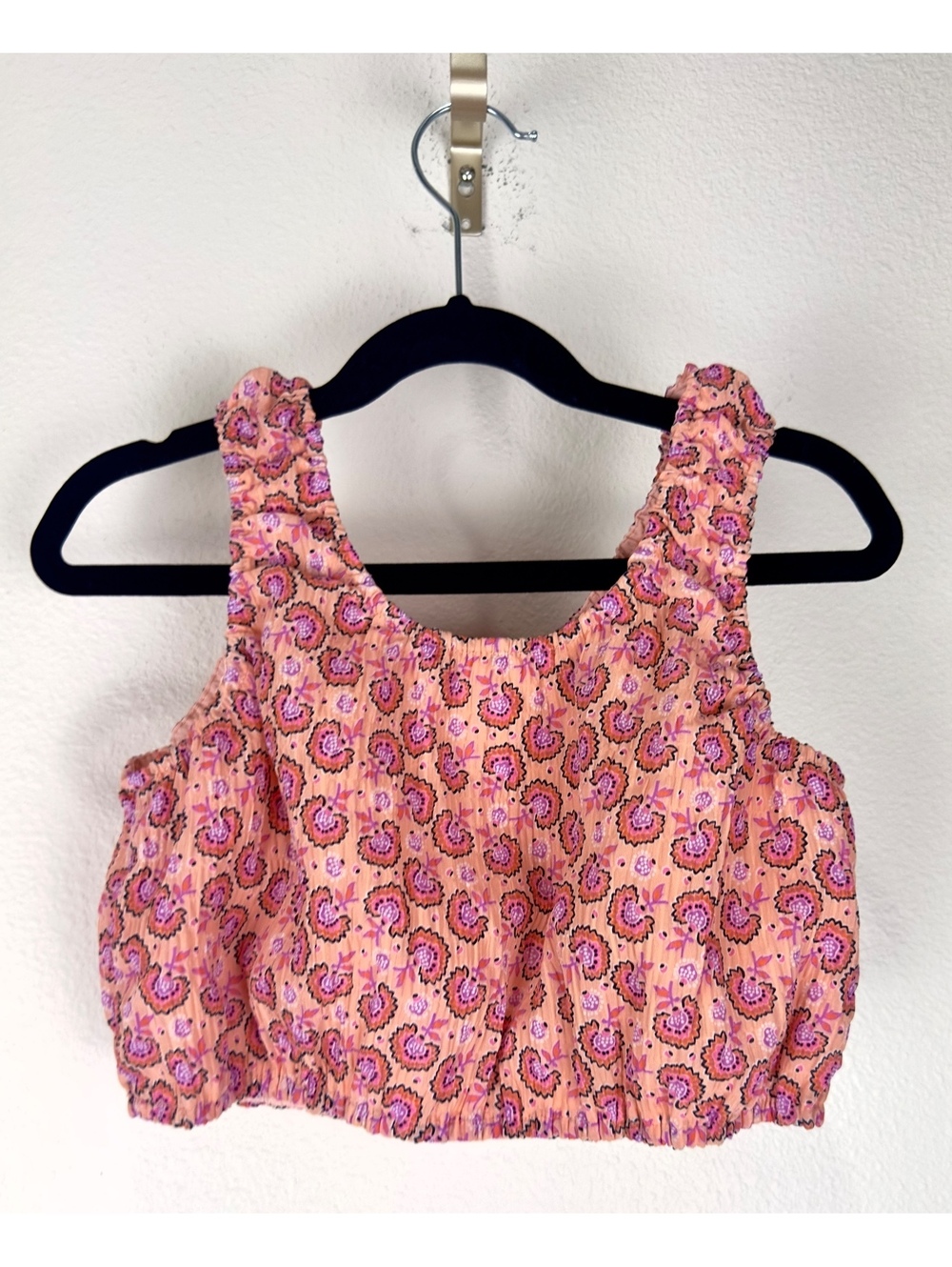 Zara Girls 13/14 Pink Paisley 2 Piece Crop Top Wide Leg Pants Boho Set